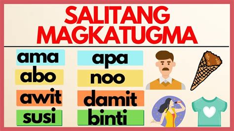 tugma halimbawa|Salitang Magkatugma: Mga Halimbawa Ng Salitang .